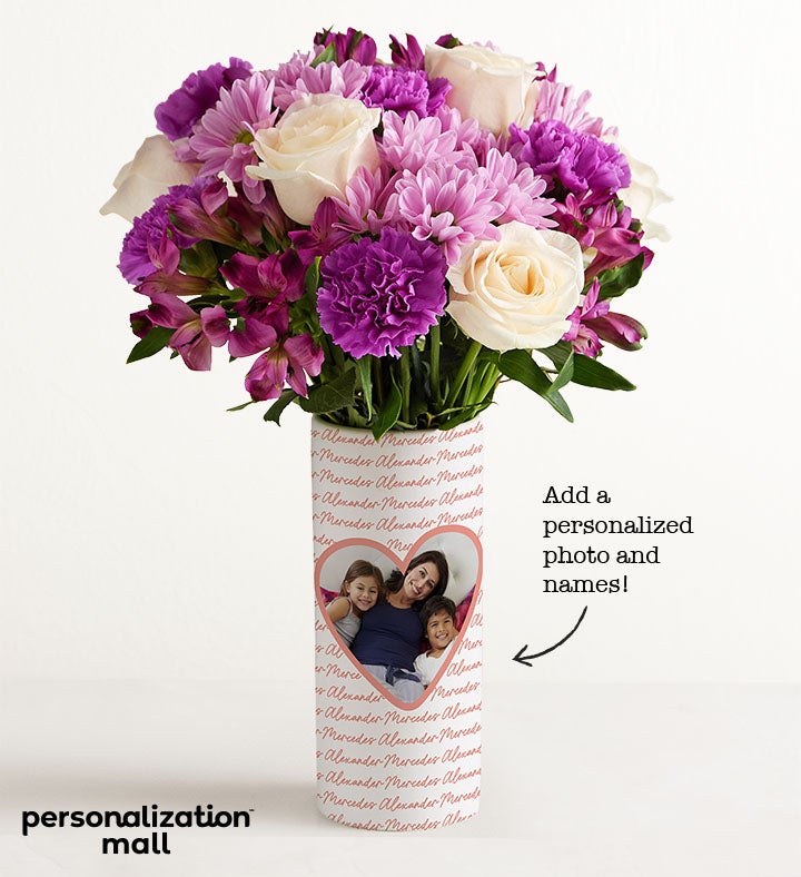Close to Her Heart Bouquet with Personalized Photo Vase