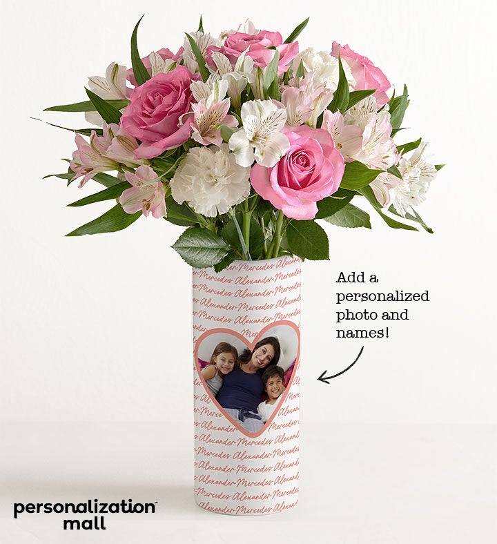 Close to Her Heart Bouquet with Personalized Photo Vase