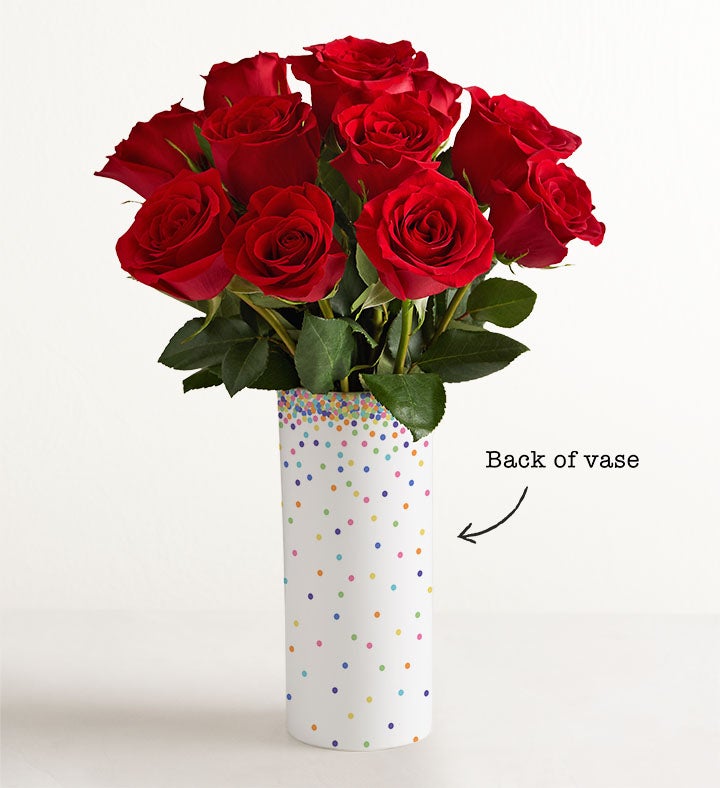 Birthday Confetti Bouquet w/ Personalized Photo Vase | Flowers
