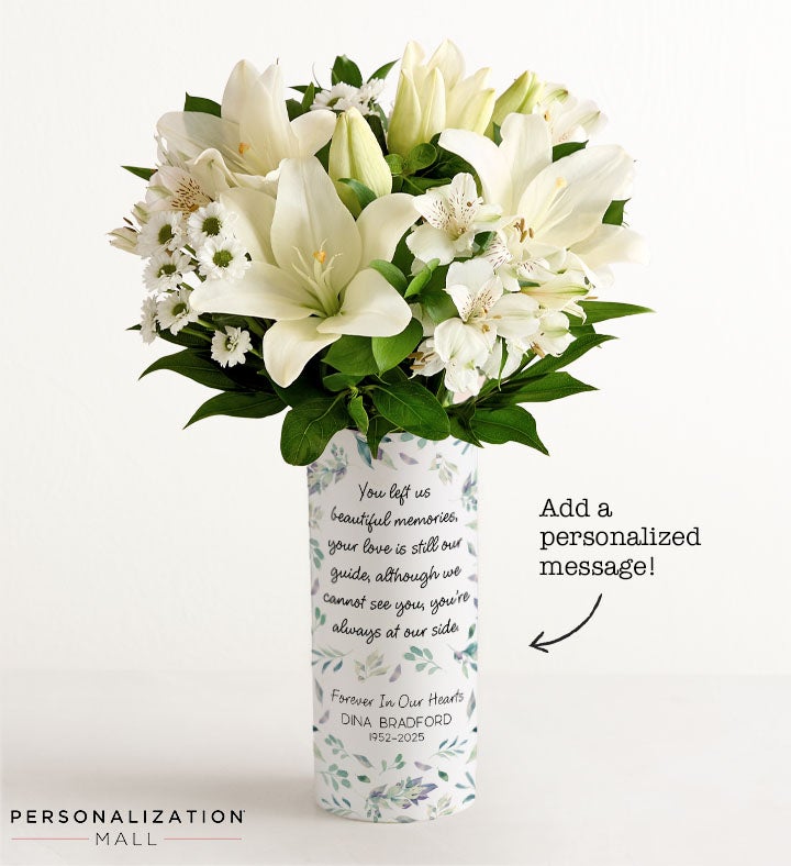 Forever In Our Hearts Bouquet with Personalized Vase
