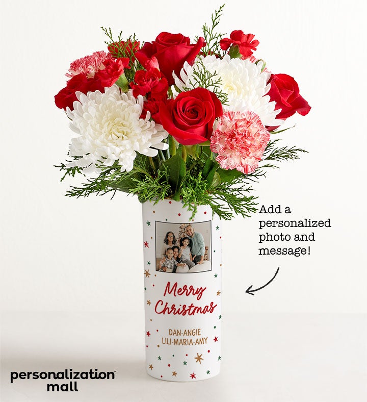 Holiday Cheer Bouquet™ with Personalized Photo Vase