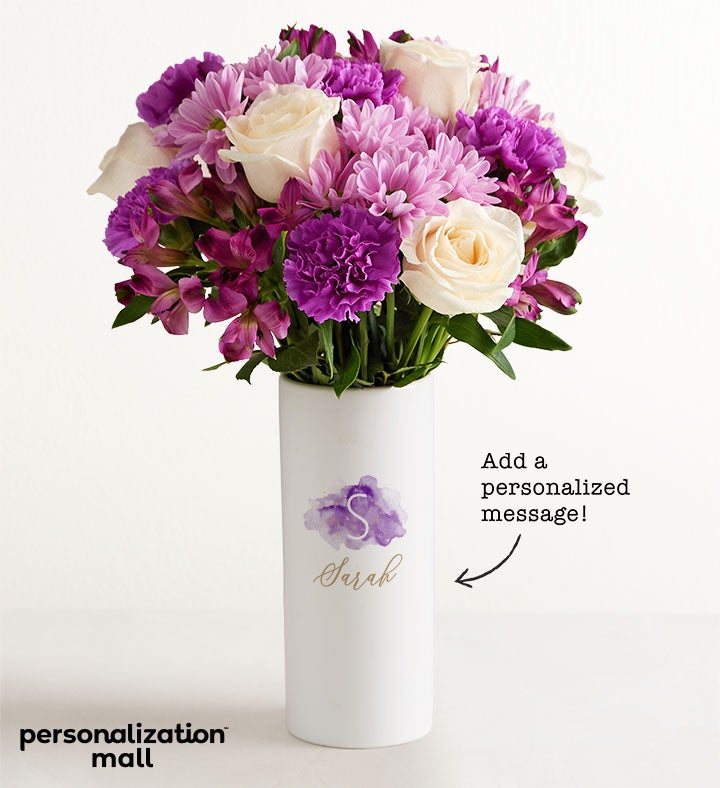 Birthstone Bouquet with Personalized Vase