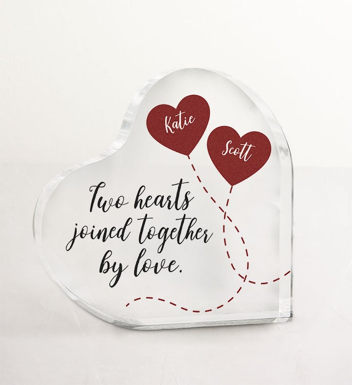 Two Hearts, One Love Bouquet with Personalized Heart Keepsake