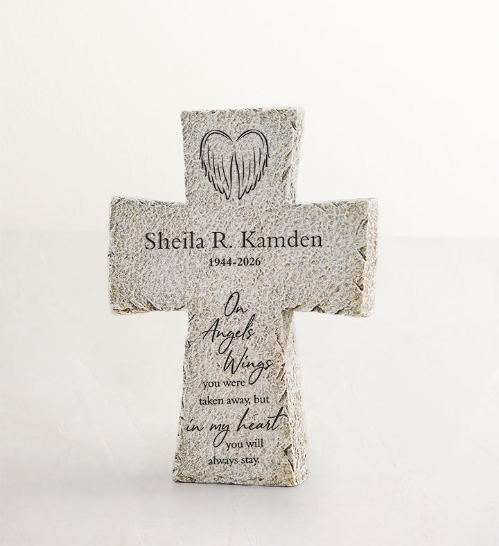 White Lily Bouquet for Sympathy with Personzlied Cross