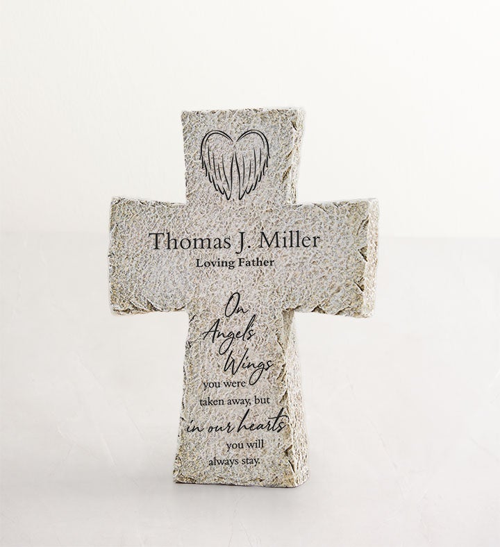 White Lily Bouquet for Sympathy with Personzlied Cross