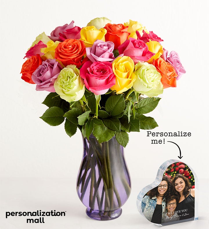 Mother’s Love Bouquet with Personalized Photo Heart Keepsake