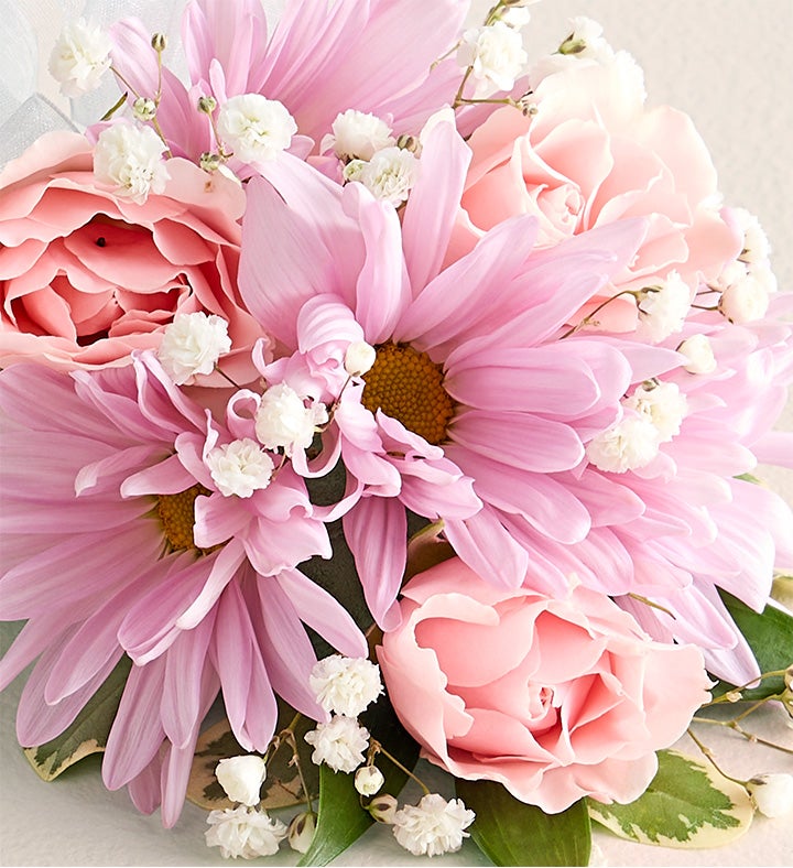 Lavender Dasiy & Pink Spray Corsage and Boutonniere