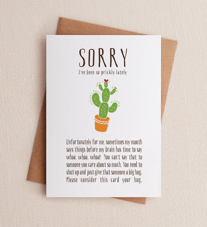 Prickley I'm Sorry Just Because Greeting Card