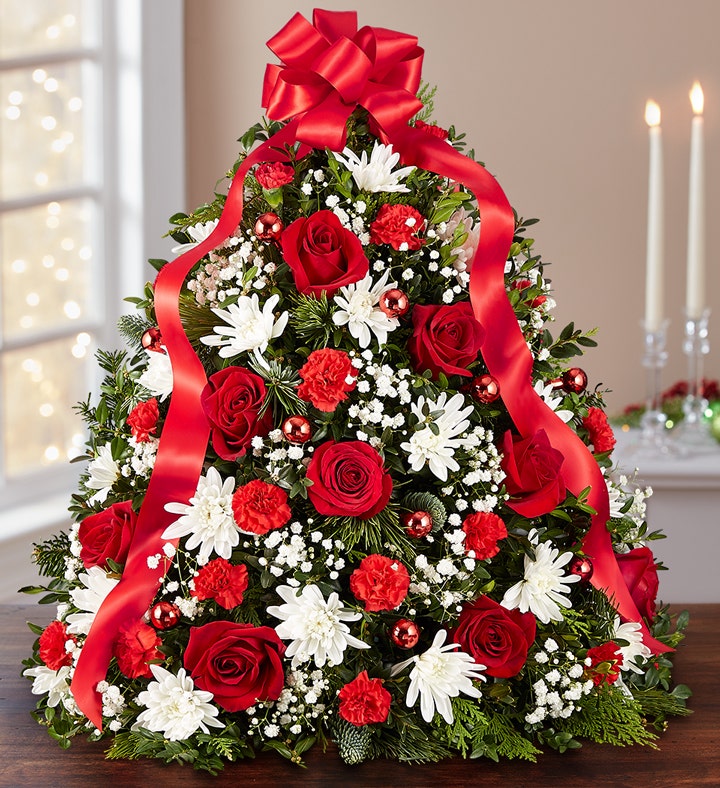 Tabletop Christmas Tree | Small Holiday Flower Tree | 1800flowers.com