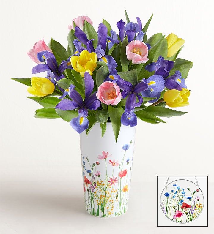 Fanciful Spring Tulip & Iris Bouquet
