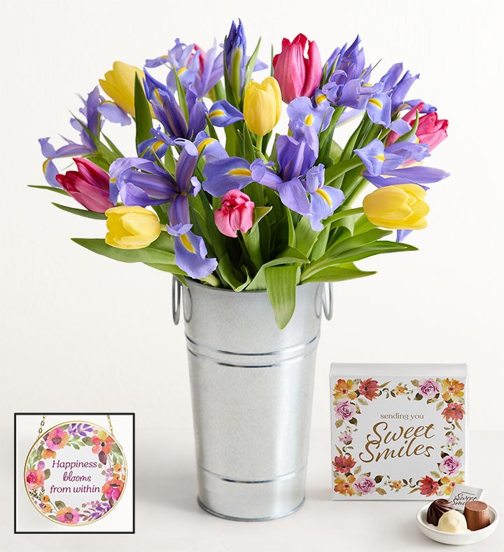 Fanciful Spring Tulip & Iris Bouquet