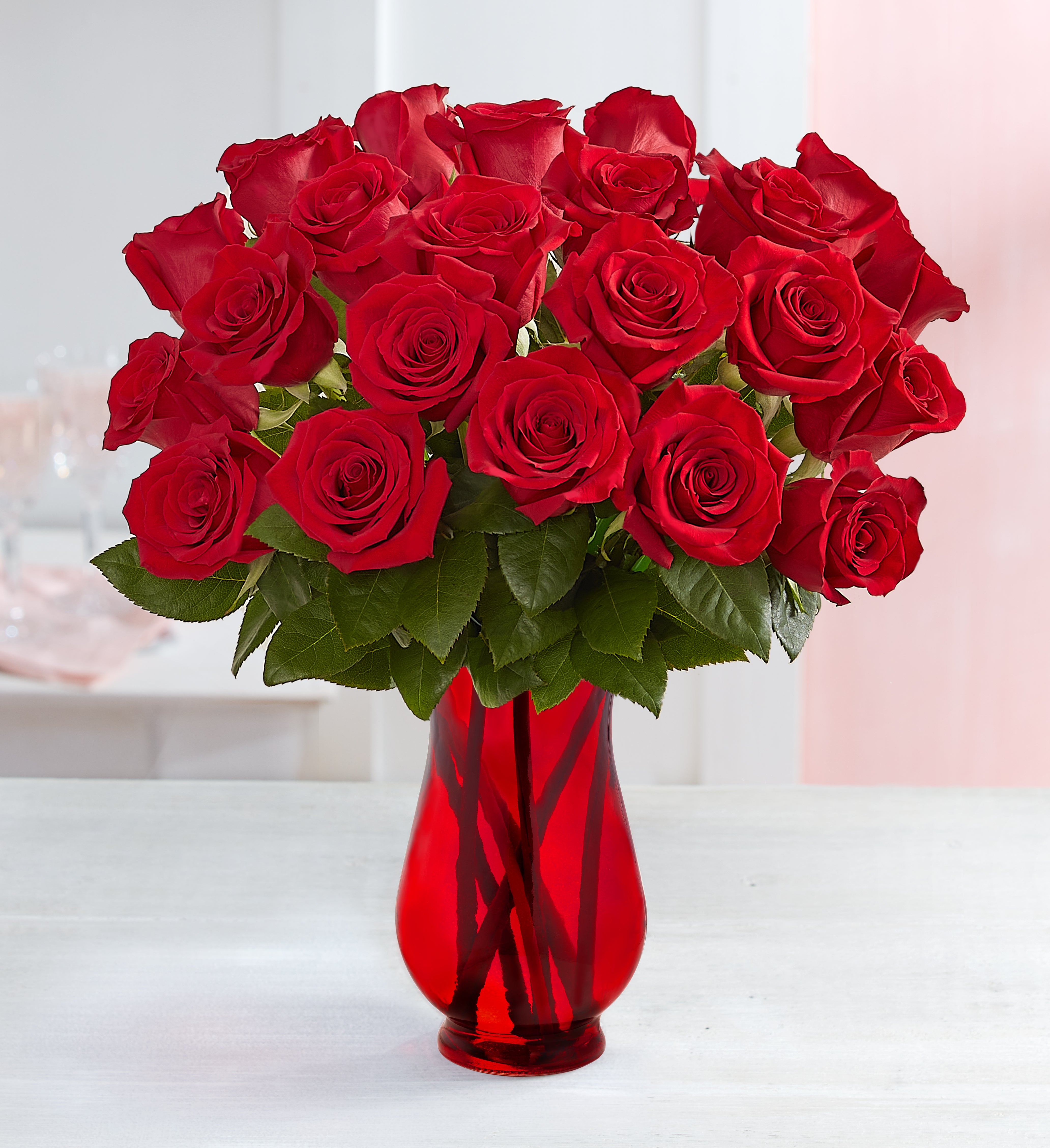 Two Dozen Red Roses + Free Shipping
