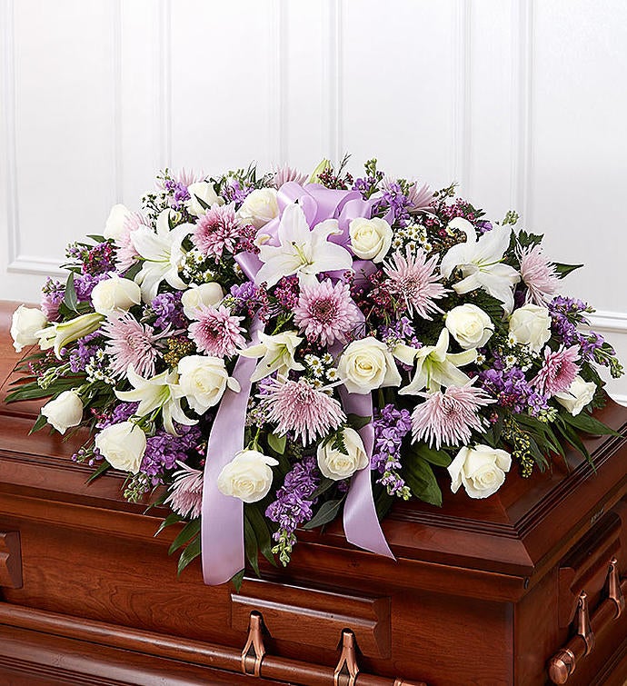 Lavender & White Mixed Half Casket Cover