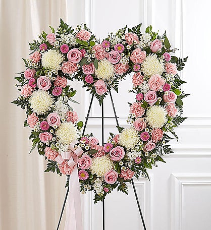Always Remember™ Floral Heart Tribute - Pink & White