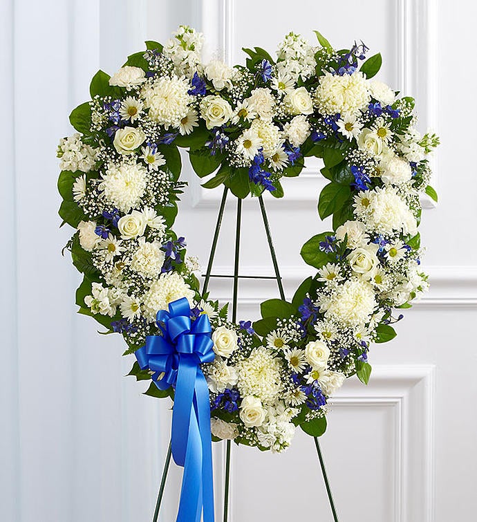 Always Remember™ Floral Heart Tribute  Blue & White