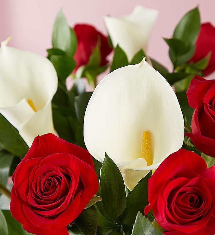 Stunning Red Roses & Calla Lily Bouquet