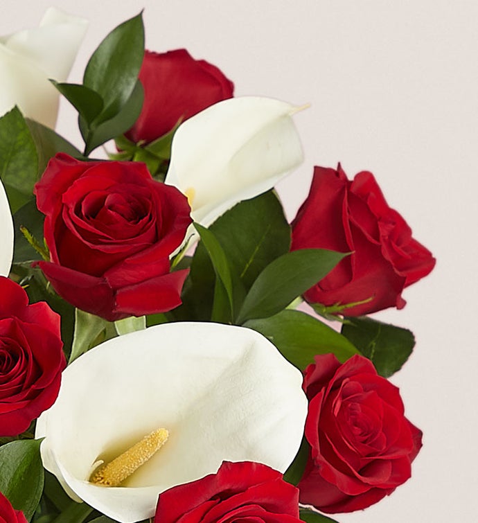 Stunning Red Roses & Calla Lily Bouquet