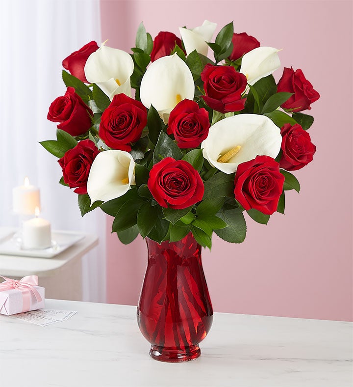 Stunning Red Rose & Calla Lily Bouquet