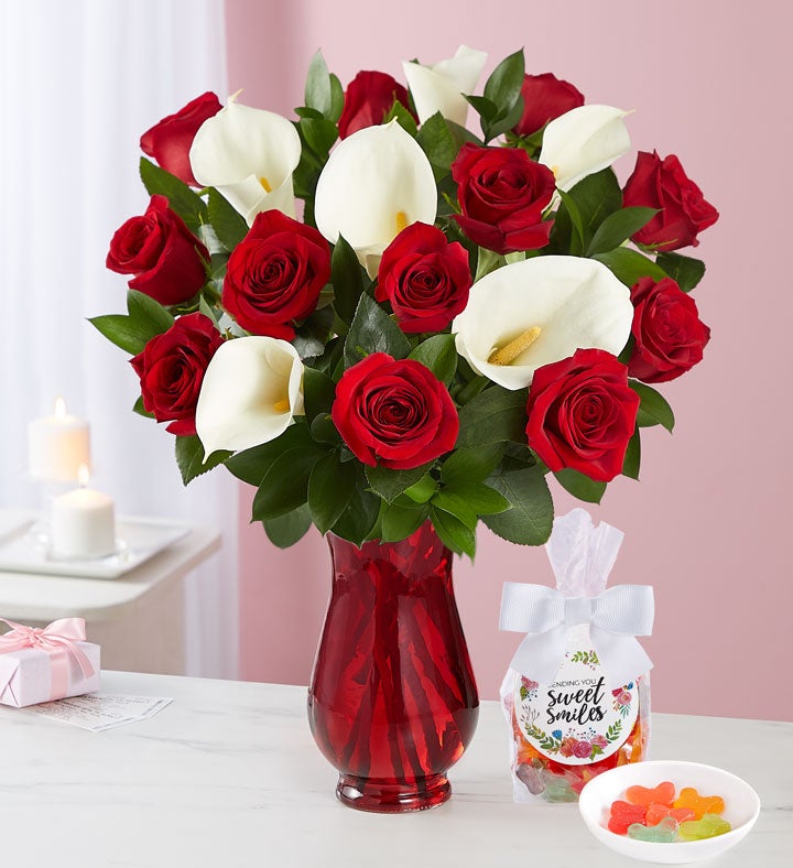 Stunning Red Roses & Calla Lily Bouquet