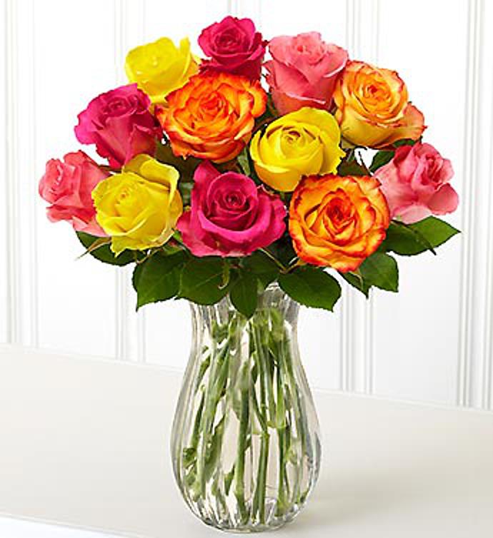 Bahamas One Dozen Multi-Colored Roses