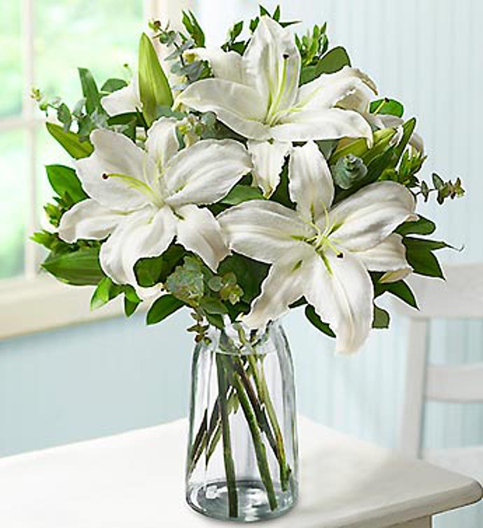 All White Lily Bouquet for Sympathy