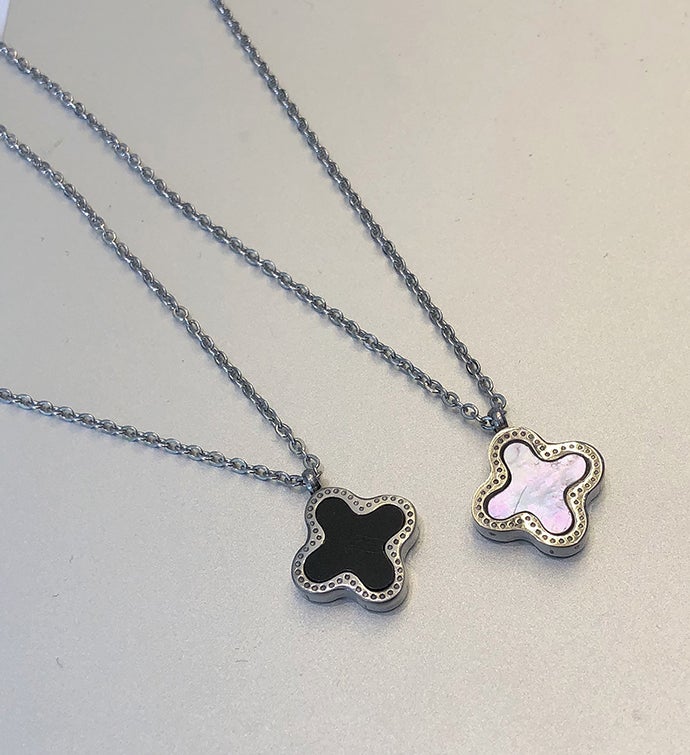 Silver Doublesided Clover Necklace