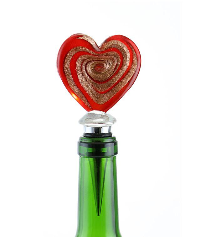 Red & Gold Heart Bottle Stopper