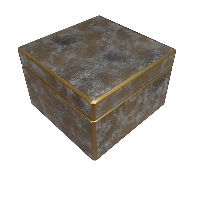 Handmade Reverse Painted Mirror Square Box-  Large