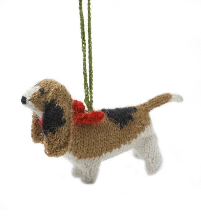 Hand Knit Alpaca Wool Ornament   Dogs!