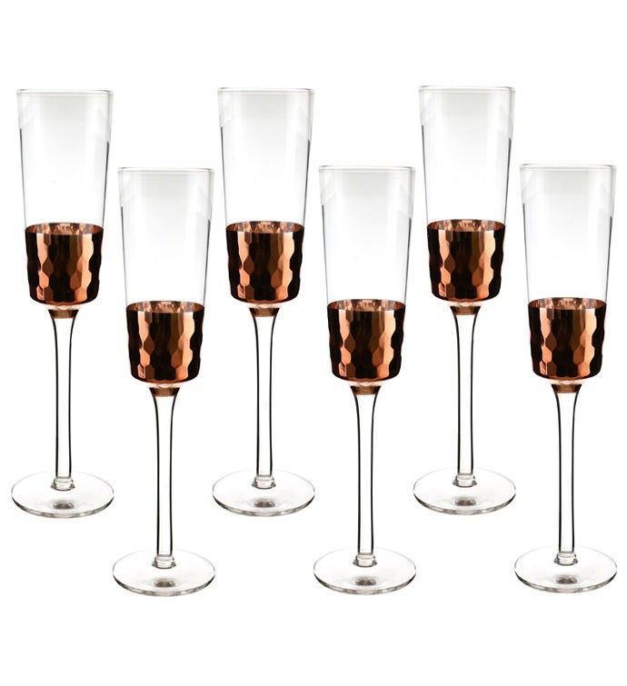 Copper Finish Glass Set  Flute