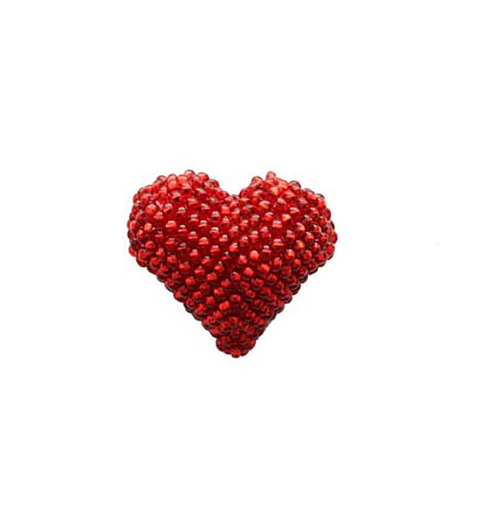 Beaded Heart Pin Red