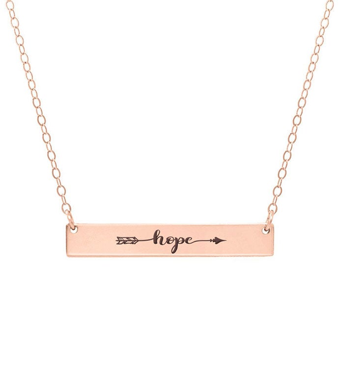 Hope Engraved Word Bar Necklace