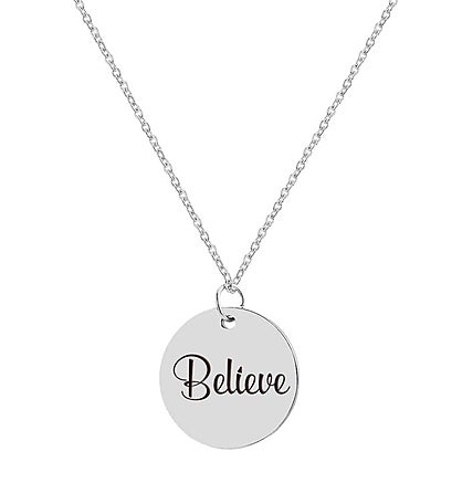  Believe Engraved Stainless Steel Charm Necklace