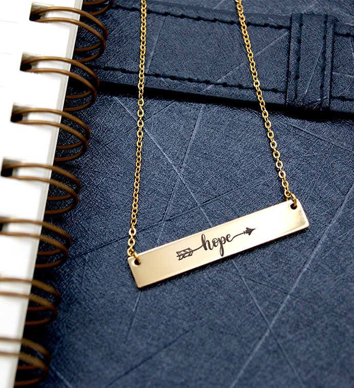 Hope Engraved Word Bar Necklace