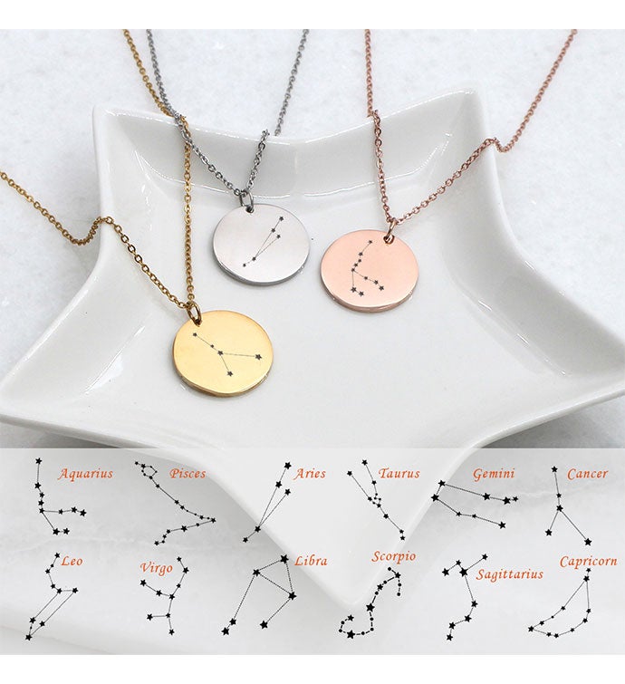 Round Silver Constellation Star Necklace