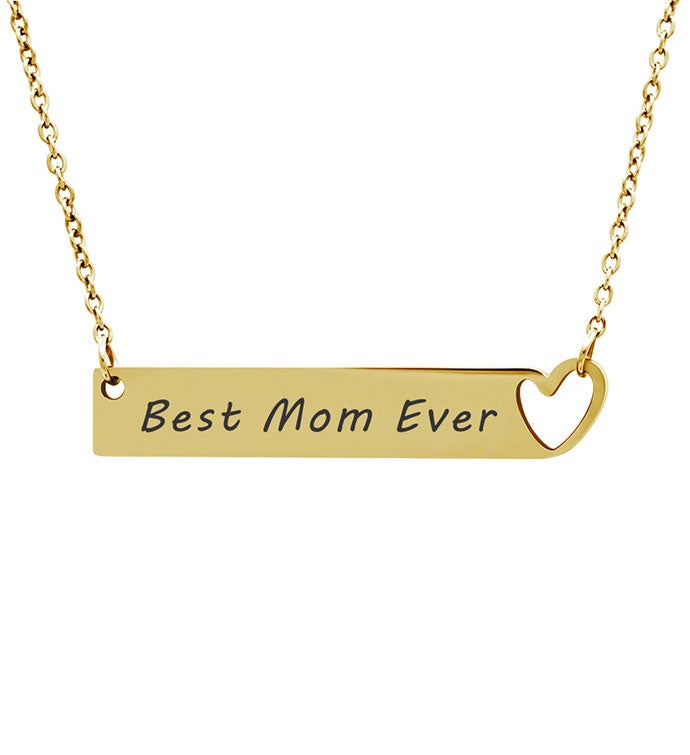 Anavia   Best Mom Ever Heart Cut out Bar Necklace