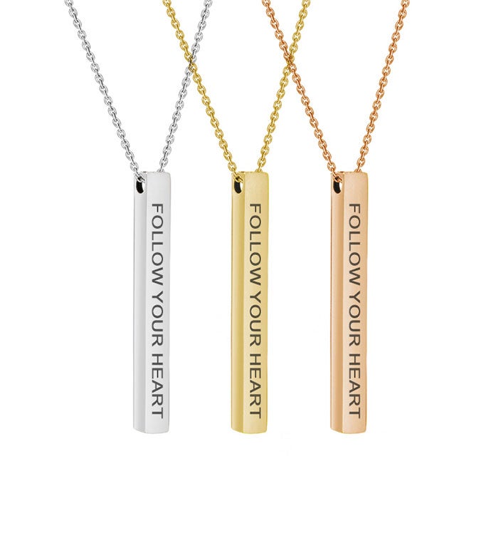 "Follow Your Heart" Bar Necklace