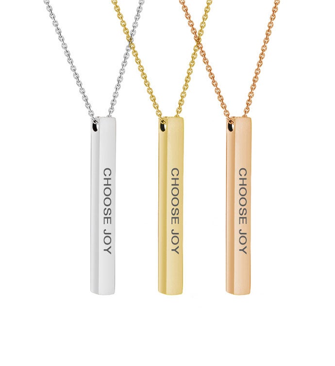 Anavia   "choose Joy" 4 sided Bar Stainless Steel Necklace