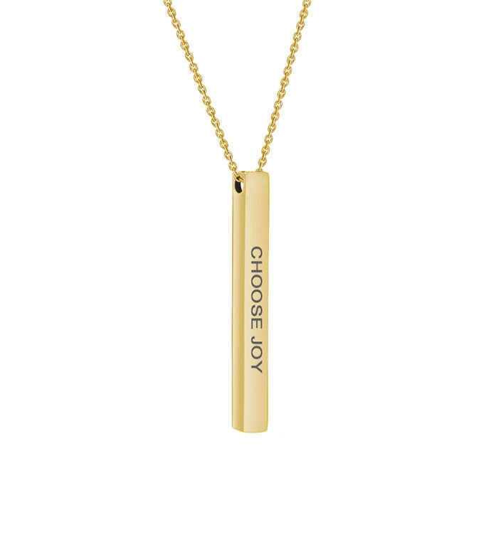 Anavia   "choose Joy" 4 sided Bar Stainless Steel Necklace