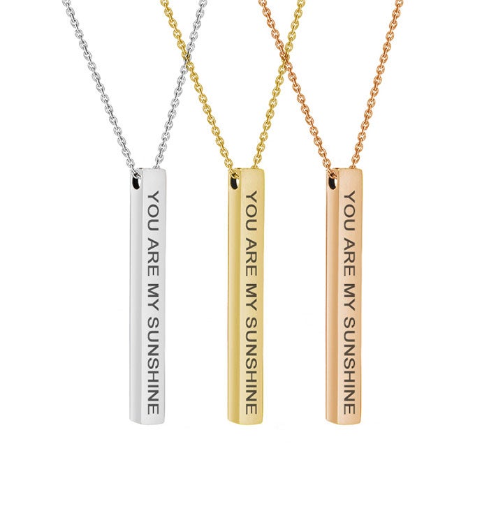 "You Are My Sunshine"  Bar Necklace