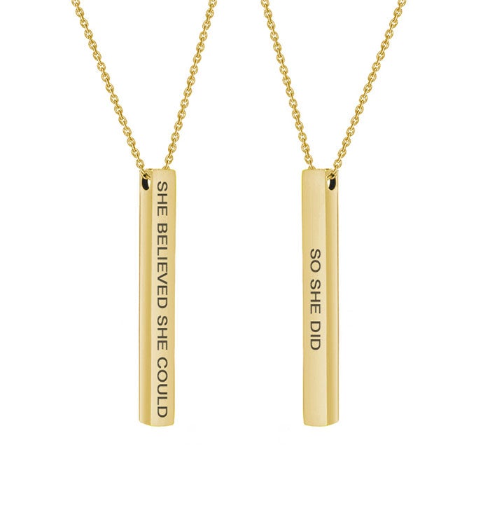 "She Believed She Could So She Did" Bar Necklace