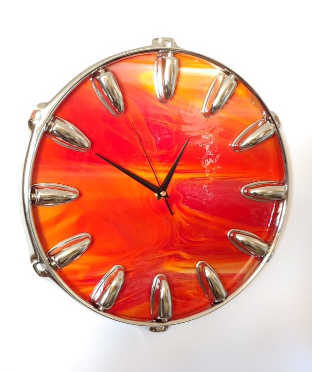 Art Glass Drum Rim Wall Clock
