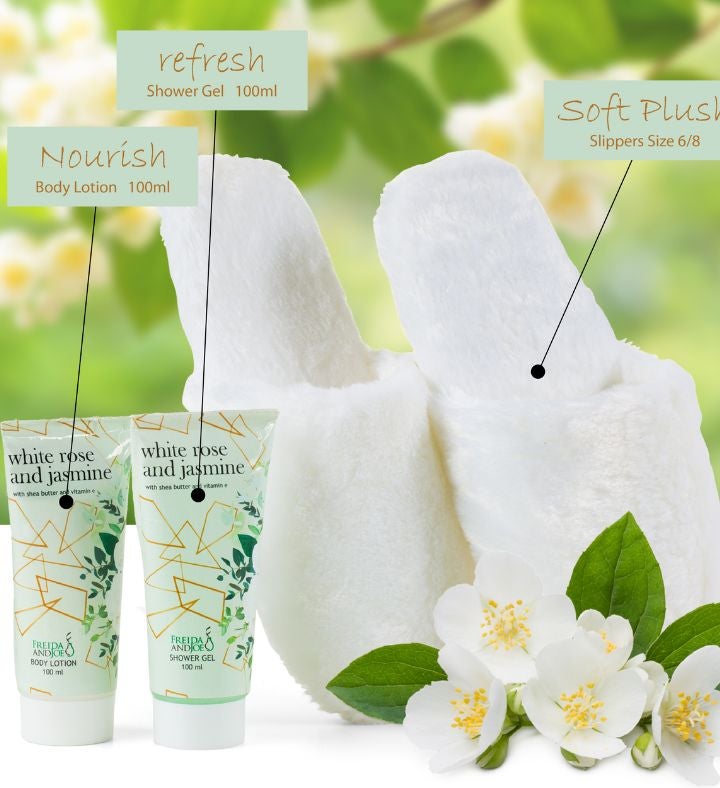 White Rose & Jasmine Bath And Body Spa Slippers Gift Set