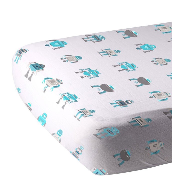 Cotton Muslin Crib Sheet - Machines