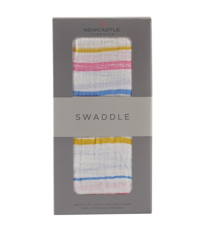 Cotton Muslin Swaddle   Stripes