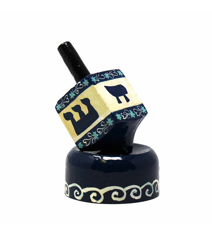 Hanukkah Handpainted Papier Mache Dreidel