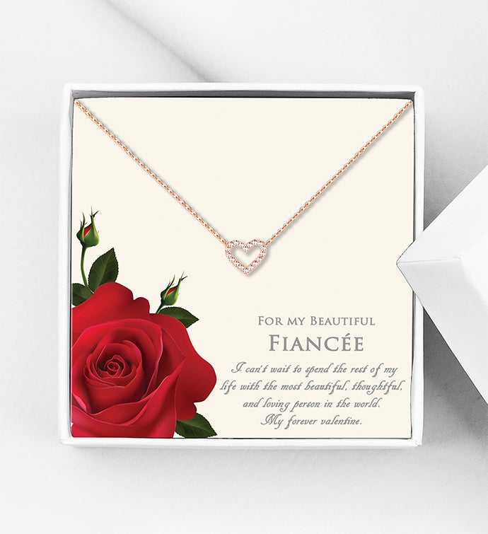 "For My Beautiful Fiancee" Mini Heart Valentine's Day Necklace