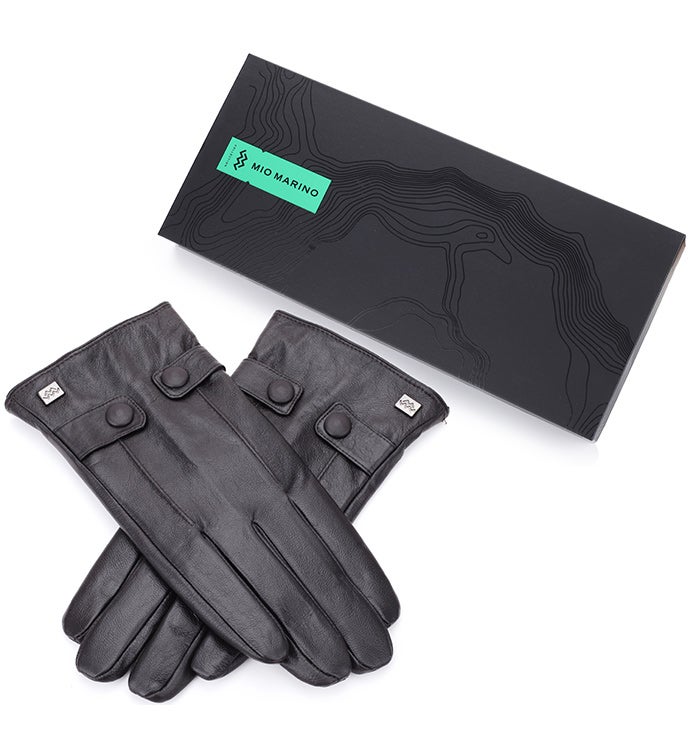 Mio Marino Button Loop Nappa Leather Gloves   Dark Chocolate
