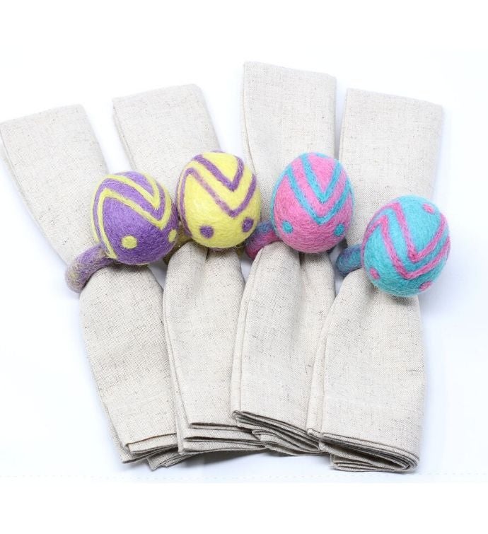 Handmade Felt Easter Egg Napkin Rings, Set Of Four
