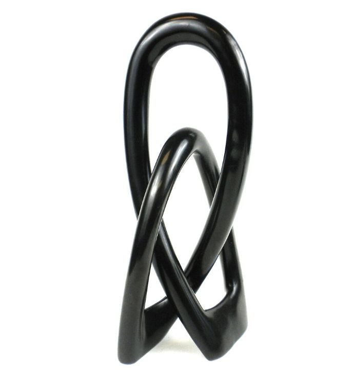 Handmade Natural Soapstone 10 inch Lover's Knot In Black